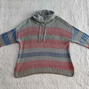 Tribal Striped Cowl Neck Sweater